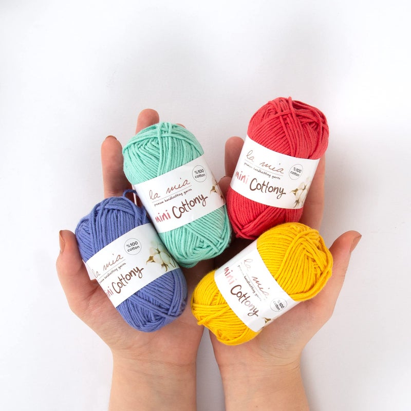Lamia La mia Mini Cottony 20 Skein 100% Cotton Mini Yarn, Total 17.6 Oz Each 0.88 Oz (25g) / 65 Yrds (60m), Light, Dk (V1) - Image 2